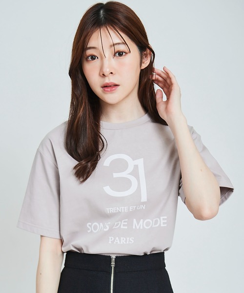 31 Sons de mode（トランテアン　ソン　ドゥ　モード）の「ナンバーロゴＴシャツ（Tシャツ/カットソー・レディース・グレー/オフホワイト/ネイビー・36）」の22枚目の写真