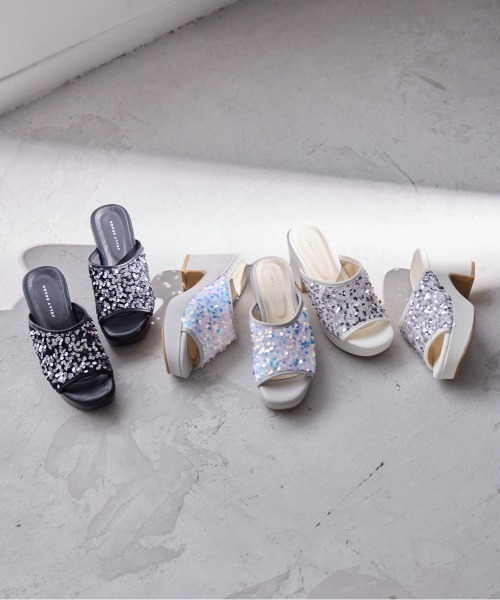 JELLY BEANS(ジェリービーンズ)の「スパンコールボリュームソールミュールサンダル(215-30132)JELLY BEANS(ジェリービーンズ)(サンダル・レディース・ホワイト/ライトグレー/ブラック・M/S/L)」の14枚目の写真