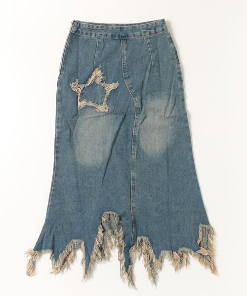 .KOM(ドットコム)の「A'GEM/9 × .kom 『.KOM/ドットケーオーエム』 スターロングスカート(デニムスカート・レディース・インディゴブルー・FREE)」の10枚目の写真