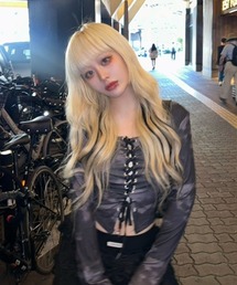 【Never mind the XU】tie-dye lace up tops / 【ネバーマインド ザ エックスユー】タイダイレースアップ長袖Tシャツ