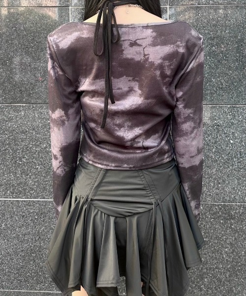 XU（エックスユー）の「【Never mind the XU】tie-dye lace up tops / 【ネバーマインド ザ エックスユー】タイダイレースアップ長袖Tシャツ（その他トップス・レディース・カーキ/ブラック/ベージュ・ONE SIZE）」の12枚目の写真