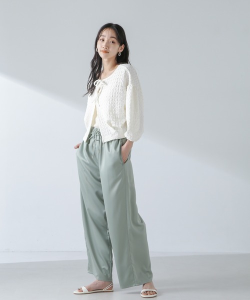 NANO universe（ナノユニバース）の「前後2WAYふくれジャガードカットトップス（Tシャツ/カットソー・レディース・グリーン/ブラック/オフホワイト・FREE）」の20枚目の写真