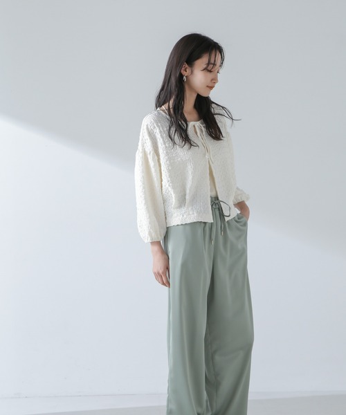 NANO universe（ナノユニバース）の「前後2WAYふくれジャガードカットトップス（Tシャツ/カットソー・レディース・グリーン/ブラック/オフホワイト・FREE）」の19枚目の写真