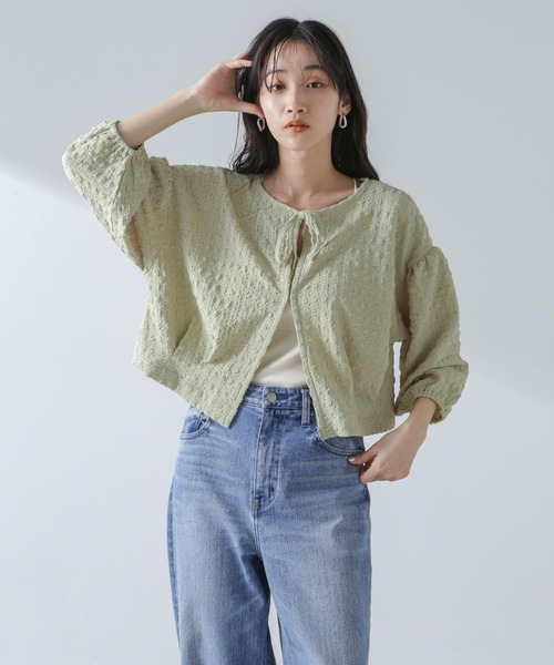 NANO universe（ナノユニバース）の「前後2WAYふくれジャガードカットトップス（Tシャツ/カットソー・レディース・グリーン/ブラック/オフホワイト・FREE）」の17枚目の写真