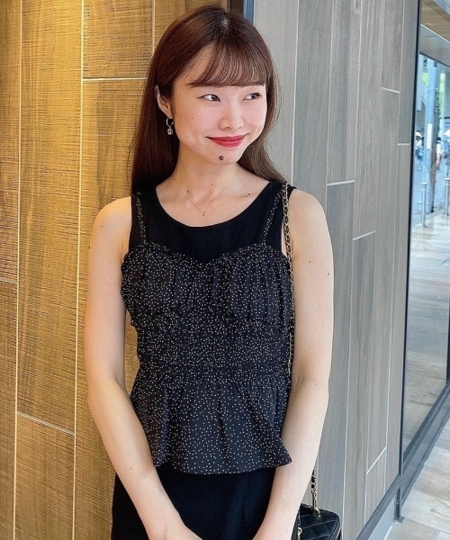 DEICY(デイシー)の「ドットビスチェリブワンピース(ワンピース・レディース・ピンクベージュ/ブラック/ピンク・FREE)」の4枚目の写真