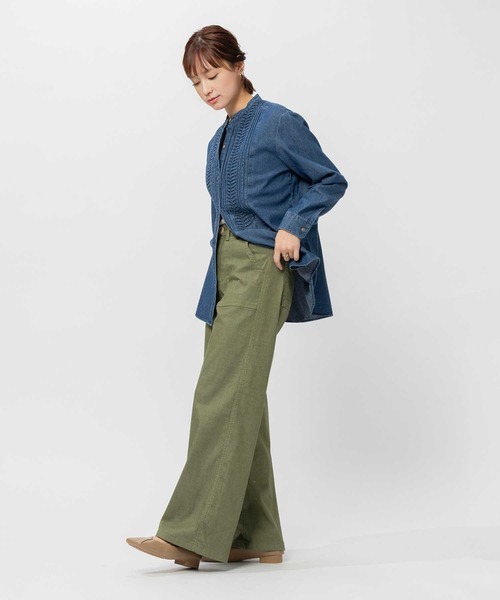 サムシング　SOMETHING　ベイカーワイドパンツ　オリーブ　M　裾上げ済 楽天市場】サムシング SOMETHING ベイカーワイドパンツ 美脚