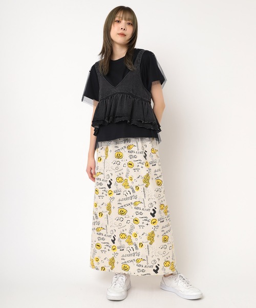 RNA（アールエヌエー）の「G1071 ニコ総柄スカート（スカート・レディース・マスタード/キナリ/グレイッシュブルー・MEDIUM）」の5枚目の写真