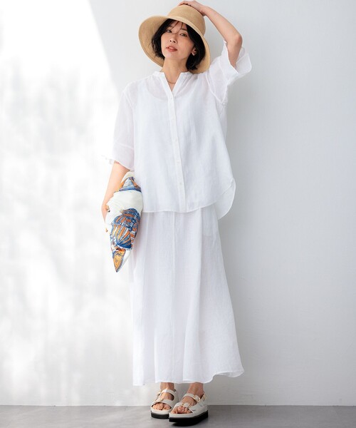 23区(ニジュウサンク)の「【洗える】LIBECOリネン デザインスリーブ ブラウス(シャツ/ブラウス・レディース・ふじ色系/オールドローズ系/ネイビー系/ダークブラウン系/ホワイト系・38)」の18枚目の写真