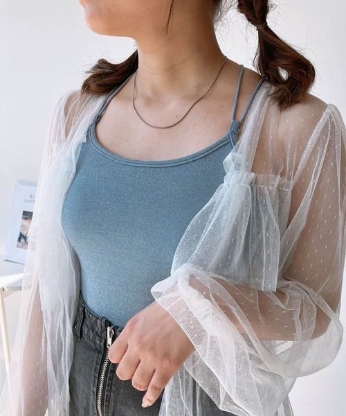 AS KNOW AS plus(アズノゥアズプラス)の「◎カップ付きバッククロスストラップラメキャミソール(キャミソール・レディース・ブラック系/シルバー系/イエロー系/ブルー系・FREE)」の12枚目の写真