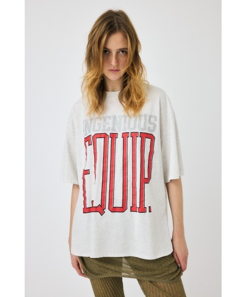 MOUSSY(マウジー)の「ROUND HEM LOGO LOOSE Tシャツ(Tシャツ/カットソー・レディース・ホワイト/杢グレー/ブラック・FREE)」の1枚目の写真