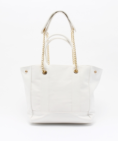 OUTLET（アウトレット）の「【who's who Chico】チェーンハンドルBAG（ショルダーバッグ・レディース・ホワイト/ブラック・FREE）」の2枚目の写真