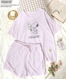 PEANUTS（ピーナッツ）の「PEANUTS（ピーナッツ）SNOOPYスヌーピー キャラクター刺繍パイルTシャツ＆ショートパンツ ルームウェア パジャマ レディース/上下セット（ルームウェア/パジャマ・レディース）」