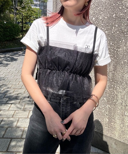 リブ×チュールドッキングビスチェ（ベスト）｜y/m by misato（イムバイミサト）