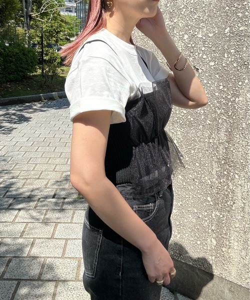 リブ×チュールドッキングビスチェ（ベスト）｜y/m by misato（イムバイミサト）