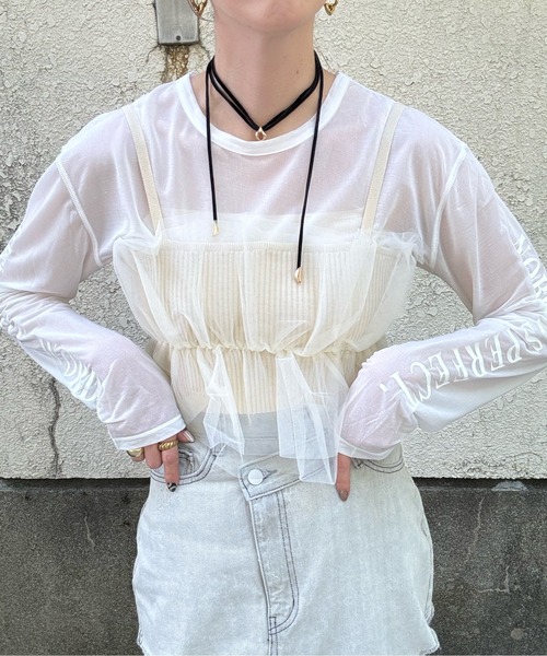 リブ×チュールドッキングビスチェ（ベスト）｜y/m by misato（イムバイミサト）