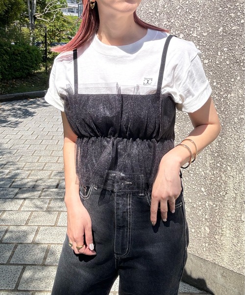 リブ×チュールドッキングビスチェ（ベスト）｜y/m by misato（イムバイミサト）