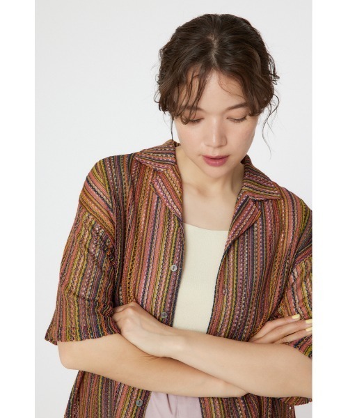 Rodeo Crowns(ロデオクラウンズ)の「マルチストライプレースシャツ(シャツ/ブラウス・レディース・オレンジ系その他/ブルー系その他/レッド系その他・MEDIUM/LARGE)」の13枚目の写真