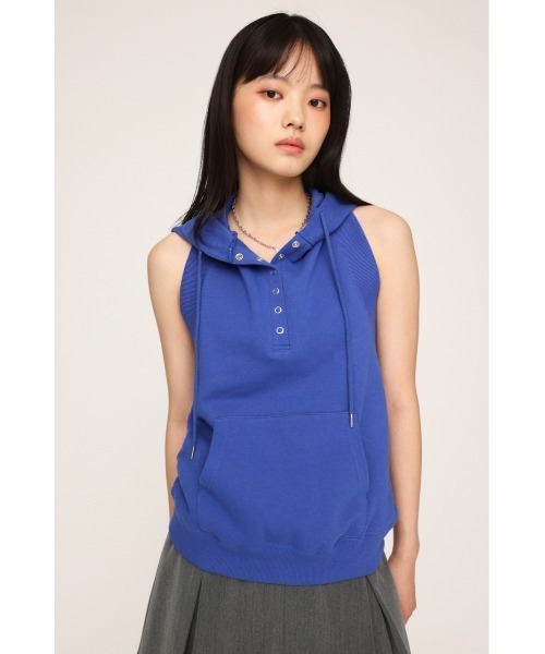 SLY(スライ)の「BACK OPEN HOODIE バック オープン フーディ(パーカー・レディース・ブルー/ブラック・FREE)」の18枚目の写真