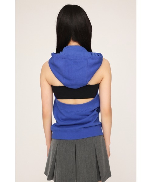 SLY(スライ)の「BACK OPEN HOODIE バック オープン フーディ(パーカー・レディース・ブルー/ブラック・FREE)」の21枚目の写真