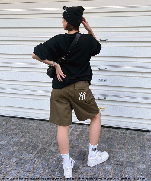   ブラック デニム ペインター バギーパンツ ハーフ BACK TO THE FIELD（バック トゥー ザ フィールド）の「【MLB