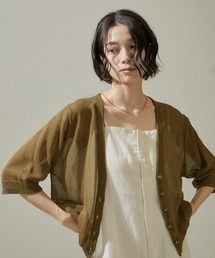 SALON adam et rope' | ドライシアーハーフスリーブカーディガン【アンサンブル対応・洗える】(カーディガン/ボレロ)