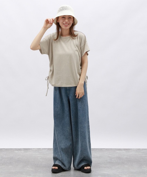 LAKOLE(ラコレ)の「メタルシャーリングプルオーバー半袖 / 127797(Tシャツ/カットソー・レディース・オフホワイト/チャコール/ベージュ・MEDIUM/SMALL)」の17枚目の写真