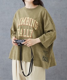 CUBE SUGAR（キューブシュガー）の「異素材ピグメント染リメイク風切替7分袖Tシャツ（Tシャツ/カットソー）」