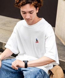 Mojer League モジャーリーグ オーバーサイズワンポイント刺繍ヒゲおじ半袖Tシャツ