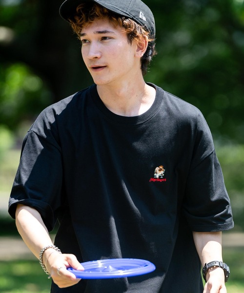 Rocky Monroe（ロッキーモンロー）の「Mojer League モジャーリーグ オーバーサイズワンポイント刺繍ヒゲおじ半袖Tシャツ（Tシャツ/カットソー・メンズ・ホワイト/ブラック/ネイビー/ブルー/ミント/ホワイト系/ホワイト系1/ホワイト系2/ホワイト系3/ホワイト系4/ブラック系/ブラック系1/ブラック系2/ブラック系3/ブラック系4/グリーン系/グリーン系1/ネイビー系・M/L/XL）」の11枚目の写真