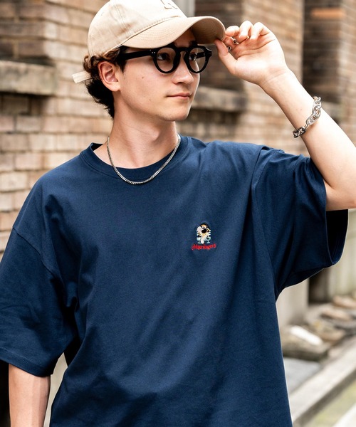 Rocky Monroe（ロッキーモンロー）の「Mojer League モジャーリーグ オーバーサイズワンポイント刺繍ヒゲおじ半袖Tシャツ（Tシャツ/カットソー・メンズ・ホワイト/ブラック/ネイビー/ブルー/ミント/ホワイト系/ホワイト系1/ホワイト系2/ホワイト系3/ホワイト系4/ブラック系/ブラック系1/ブラック系2/ブラック系3/ブラック系4/グリーン系/グリーン系1/ネイビー系・M/L/XL）」の18枚目の写真