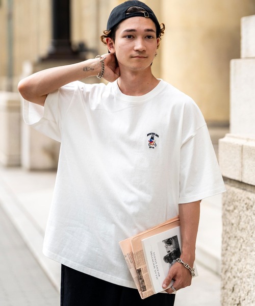 【新品・タグ付き】 MOLLY'S モーリーズ　薄着　Tシャツ　シルク　イタリア Tシャツ メンズ ロンT 長袖 ブランド Uネック Smoking Mouse