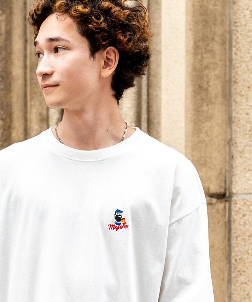 Rocky Monroe（ロッキーモンロー）の「Mojer League モジャーリーグ オーバーサイズワンポイント刺繍ヒゲおじ半袖Tシャツ（Tシャツ/カットソー・メンズ・ホワイト/ブラック/ネイビー/ブルー/ミント/ホワイト系/ホワイト系1/ホワイト系2/ホワイト系3/ホワイト系4/ブラック系/ブラック系1/ブラック系2/ブラック系3/ブラック系4/グリーン系/グリーン系1/ネイビー系・M/L/XL）」の22枚目の写真