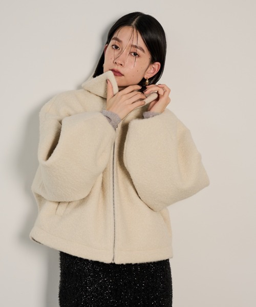 Shelly island（シェリーアイランド）の「ボアZIPブルゾン（ブルゾン・レディース・ブラック/ホワイト/ベージュ・FREE）」の4枚目の写真