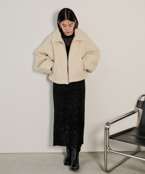 Shelly island（シェリーアイランド）の「ボアZIPブルゾン（ブルゾン・レディース・ブラック/ホワイト/ベージュ・FREE）」の9枚目の写真