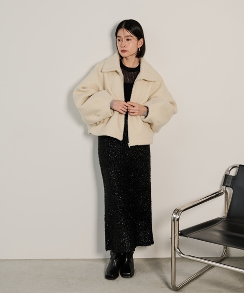 Shelly island（シェリーアイランド）の「ボアZIPブルゾン（ブルゾン・レディース・ブラック/ホワイト/ベージュ・FREE）」の10枚目の写真