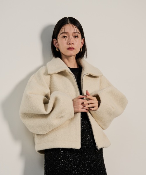 Shelly island（シェリーアイランド）の「ボアZIPブルゾン（ブルゾン・レディース・ブラック/ホワイト/ベージュ・FREE）」の12枚目の写真