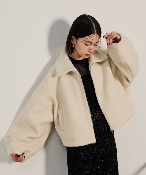 Shelly island（シェリーアイランド）の「ボアZIPブルゾン（ブルゾン・レディース・ブラック/ホワイト/ベージュ・FREE）」の8枚目の写真