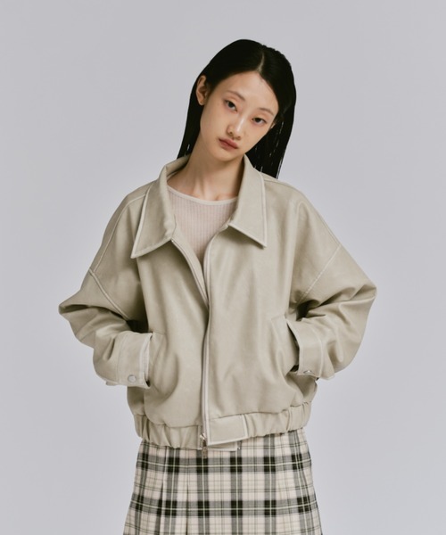 FEKETE（フェケテ）の「VINTAGE CROPPED DOUBLE ZIP-UP BLOUSON / クロップドダブルジップアップブルゾン（ブルゾン・レディース・アイボリー/ブラック/ブラウン・SMALL/MEDIUM/LARGE）」の18枚目の写真