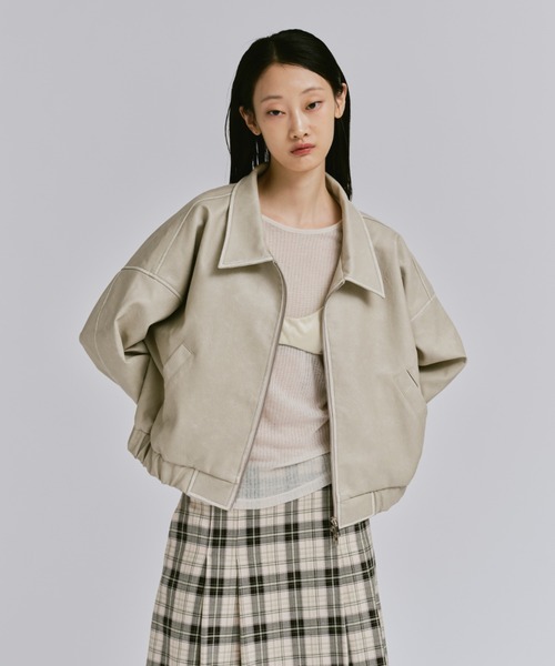 FEKETE（フェケテ）の「VINTAGE CROPPED DOUBLE ZIP-UP BLOUSON / クロップドダブルジップアップブルゾン（ブルゾン・レディース・アイボリー/ブラック/ブラウン・SMALL/MEDIUM/LARGE）」の19枚目の写真