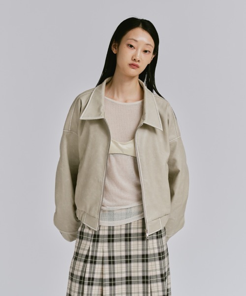 FEKETE（フェケテ）の「VINTAGE CROPPED DOUBLE ZIP-UP BLOUSON / クロップドダブルジップアップブルゾン（ブルゾン・レディース・アイボリー/ブラック/ブラウン・SMALL/MEDIUM/LARGE）」の20枚目の写真
