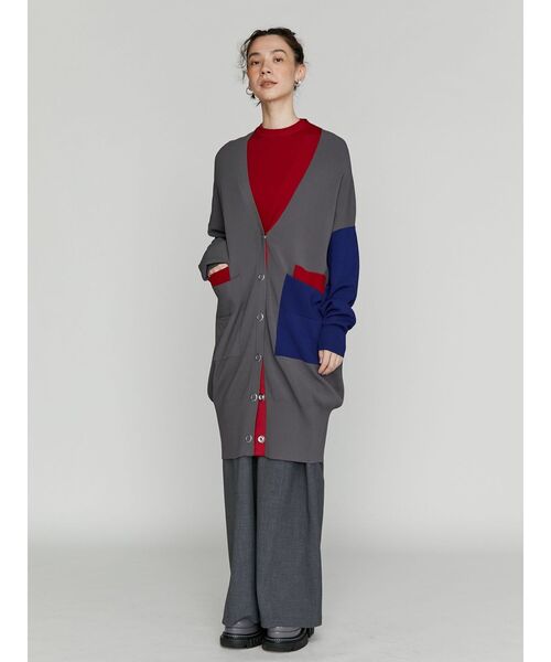 UN3D.(アンスリード)の「BI-COLOR OVER CD / バイカラーオーバーカーデ(カーディガン/ボレロ・レディース・グレー/ブラック/ブラウン・FREE)」の12枚目の写真