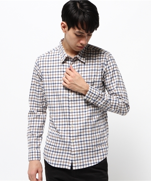 URBAN RESEARCH（アーバンリサーチ）の「UR PeruvianPima微起毛チェックシャツ（シャツ/ブラウス・メンズ・ホワイト系その他/ブルー系その他/ネイビー・MEDIUM/LARGE）」の2枚目の写真
