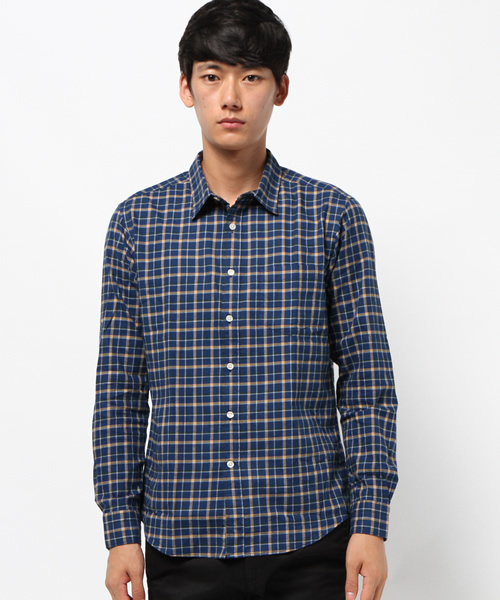 URBAN RESEARCH（アーバンリサーチ）の「UR PeruvianPima微起毛チェックシャツ（シャツ/ブラウス・メンズ・ホワイト系その他/ブルー系その他/ネイビー・MEDIUM/LARGE）」の4枚目の写真