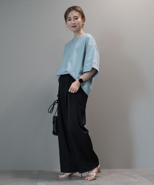 AMERICAN HOLIC(アメリカンホリック)の「イージーケア+接触冷感ウエストタックワイドパンツ(その他パンツ・レディース・ブラック/ブラウン/その他6・L/S/M)」の7枚目の写真