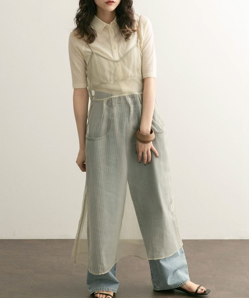 KBF（ケイビーエフ）の「シアーチェックキャミワンピース（ワンピース・レディース・ブラウン系その他/グリーン系その他・ONE）」の3枚目の写真