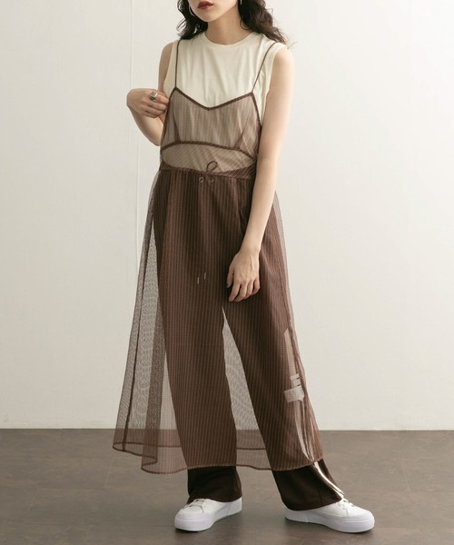 クラネ シアーチェックキャミワンピース シアーチェックキャミワンピース【洗濯機洗い可】（キャミ