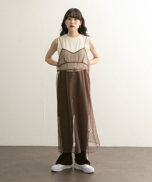 KBF（ケイビーエフ）の「シアーチェックキャミワンピース（ワンピース・レディース・ブラウン系その他/グリーン系その他・ONE）」の12枚目の写真