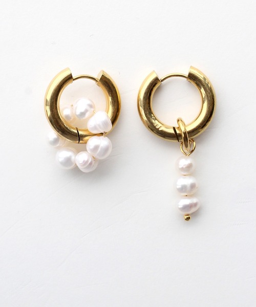 SENTIMENTS NO 462パールと金属のデザインピアス 0447f46ffde0ba6a7305241757ee16