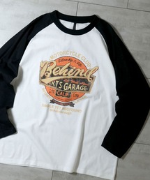 oversize raglan sleeve print long sleeve T-shirt/オーバーサイズ ラグランスリーブ プリント ロンT/リンガー プリント ロンT レディース メンズ