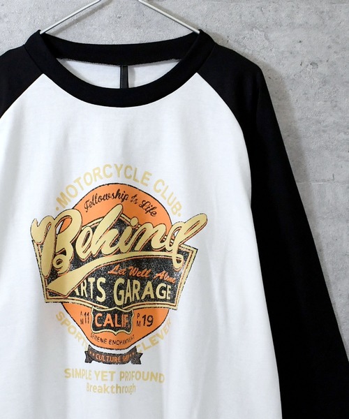 セール】oversize raglan sleeve print long sleeve T-shirt
